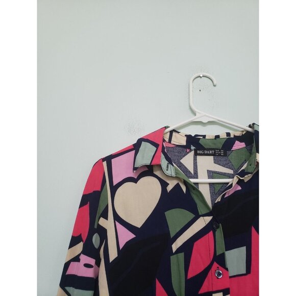 Big Dart Women US 6 Blouse Abstract Art To Wear Button Up Bold Geometric Career - Picture 4 of 5